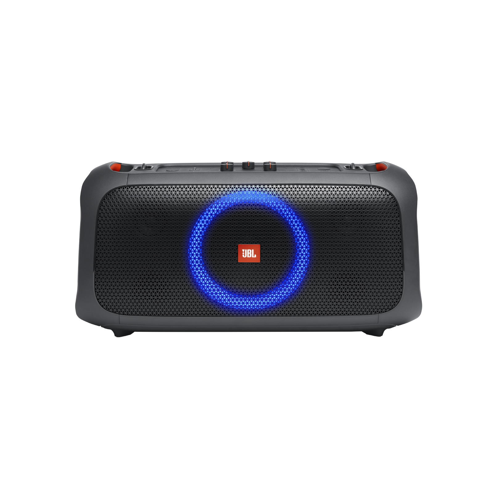 JBL PartyBox On-The-Go - Black - Portable party speaker with built-in lights and wireless mic - Front